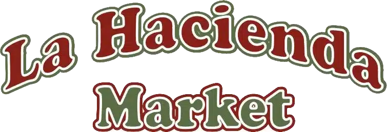 Home 14 Text logo reading La Hacienda Market in red and green with a white outline.