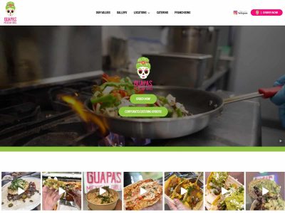 Cupertino Web Design 8 A chef sautés vegetables in a pan in a restaurant kitchen at Guapas Mexican Grill.