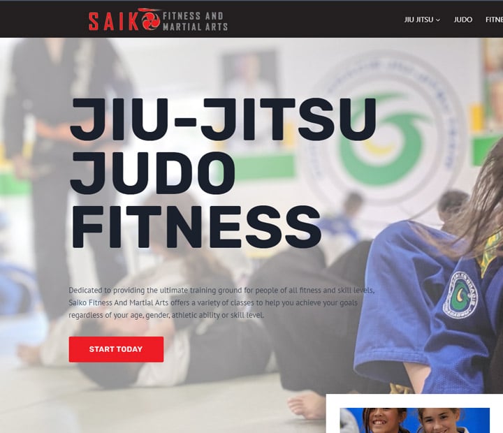 San Jose Web Design 12 Jiu-jitsu class in blue gis, Saiko Fitness site by San Jose Web Design experts.